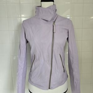 Mackage Lilac Leather Moto Jacket with Stand Collar